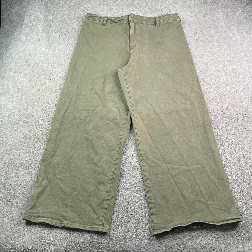 Universal Thread Jeans Womens 16 Olive Green Sailor Wide Leg Stretch Casual Boho